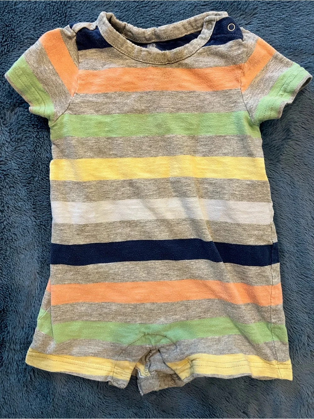 Baby Gap Striped Short Sleeve One-Piece Romper in Multi-Color